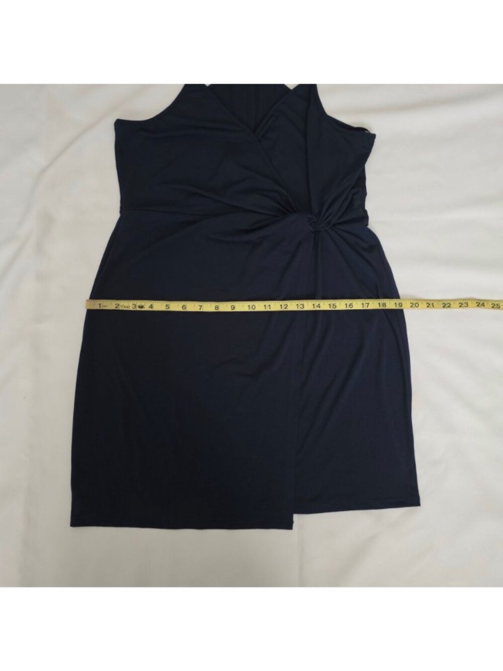 BCBGeneration Black Twist Knot Side Surplice Neck Back Mini Dress Size Large - Picture 7 of 12